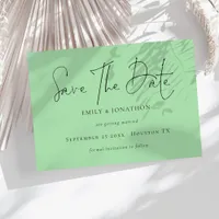 Minimalist Script Celadon Green Save The Date