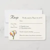 Elegant Watercolor Calla Lilies Romantic Floral RSVP Card