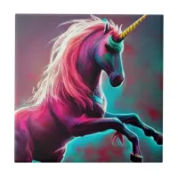 Dark Rainbow Gothic Unicorn AI created digital art Ceramic Tile