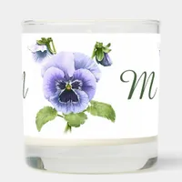 Purple Pansies Botanical Art Personalized Scented Candle