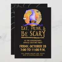 Cute Halloween Eat Drink Be Scary Costume Party Invitation