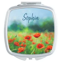 Colorful Field with Poppies Compact Mirror