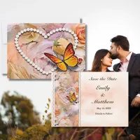 Butterfly Pearl Heart Floral Serenity Roses  Save The Date