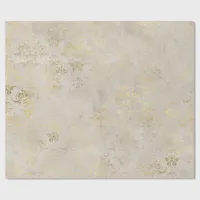 Ivory and Gold Grunge Vintage Damask Wrapping Paper
