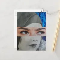 Funny Face Surreal Collage Postcard