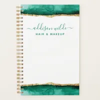 Emerald Green And Gold Watercolor Business Planner