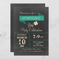 Chalkboard Vintage St Patricks day Party Invitation