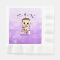 It's a Girl, Purple Girl's Baby Shower Napkins