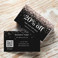 Black blush rose gold qr code business discount card