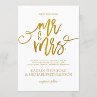 Faux Gold Foil Wedding Invitations | Brush Script