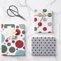 Festive Polka Dot Selection Christmas Wrapping Paper Sheets