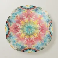  Tie Dye Medallion Print Round Pillow