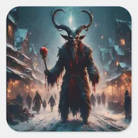 A Krampus Christmas Horror Square Sticker