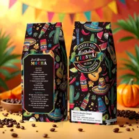 Mexican Fiesta Any Occasion Pattern Black ID1114 Roasted Coffee