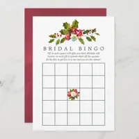 Floral Holly Christmas Bridal Shower Bingo Invitation