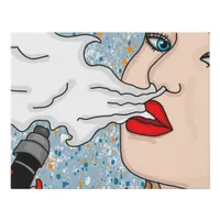 Retro Style Vaping Lady     Faux Canvas Print