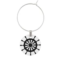 Wine Charm - Black Helm on White