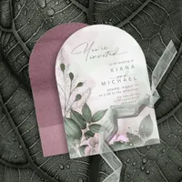 Calligraphy Floral Mauve Arch ID771 Invitation