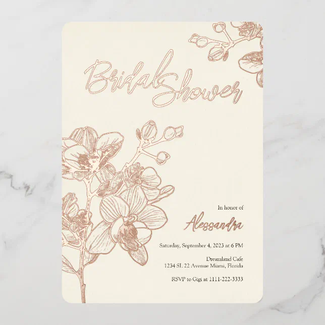 Orchid Golden Moments | Wedding | Bridal Shower Foil Invitation