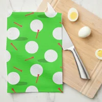 Golf Golfer Golfing, Fun Golf Balls and Tees Kitchen Towel