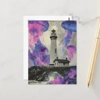 Surreal Purple Jellyfish at the Lighthouse Postcard