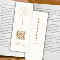 Gold Dots Minimalist Cream Logo Qr Code Business Bookmarks