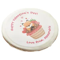 Cute Fox in Cupcake Custom Kids Valentine's Day Sugar Cookie