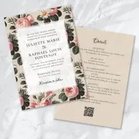 Vintage Floral Aesthetic All in One Wedding Invitation