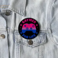 Bisexual Gaymer For Life Video Game Pride Flag Button