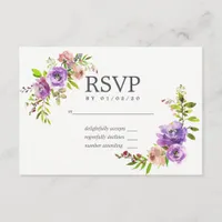 Spring Wedding Watercolor Floral RSVP Card