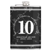 Elegant Black Marble 10 Years Work Anniversary Flask