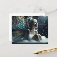 Fairy Woman With Grey Hair Takes a Bath Postcard