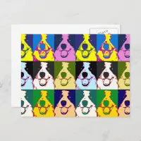 Colorful Retro Border Collie Pop Art Vertical Postcard