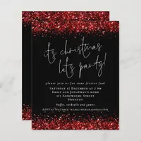 Budget Red Glitter Its Christmas Lets Party Invite