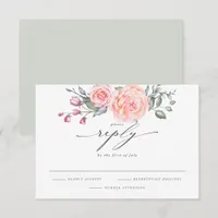 Elegant RSVP Rustic Watercolor Cottage Pink Roses Card