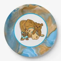 Cowboy Teddy Bear Boy’s Baby Shower Paper Plates