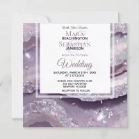 *~*  SILVER LAVENDER QR AGATE RSVP AR66 Wedding Invitation