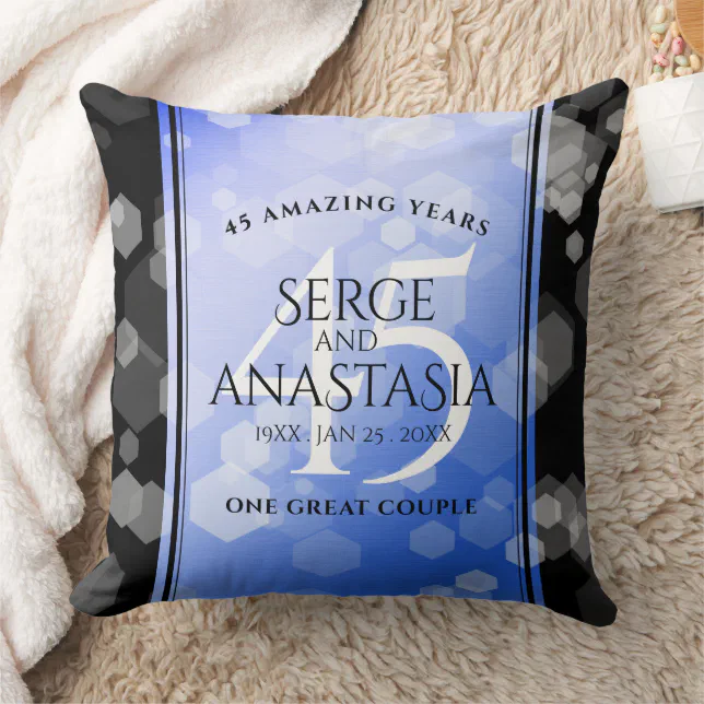 Elegant 45th Sapphire Wedding Anniversary Throw Pillow