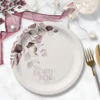 Dreamy Foliage Wedding V2 Burgundy ID817 Paper Plates