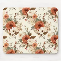 Cozy Autumn Floral Print Digital Art Mouse Pad