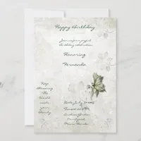  White&Green floral design birthday Invitation
