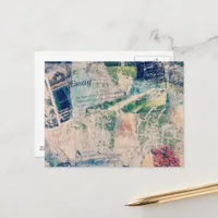 Colorful Abstract Essay Mixec Media Collage Postcard