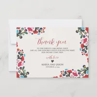 Mexican Floral Colorful Botanical Flowers Wedding Thank You Card