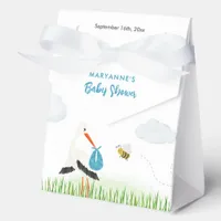 Cute Blue Stork Baby Shower Custom Favor Boxes