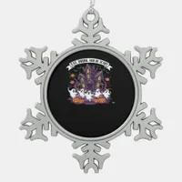 Eat Drink And Be Scary Classic Funny Retro Snowflake Pewter Christmas Ornament
