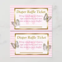 Pink & Gold Butterfly Baby Shower Diaper Raffle Flyer