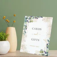 Eucalyptus greenery elegant cards gifts pedestal sign