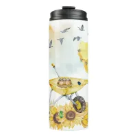 Cute Watercolor Cottagecore Yellow on white | Thermal Tumbler