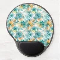 Teal Yellow Alcohol Ink Illustration  Gel Mouse Pad