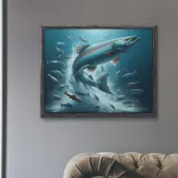 Majestic Salmon During Moonlit Dance 36x24 Poster